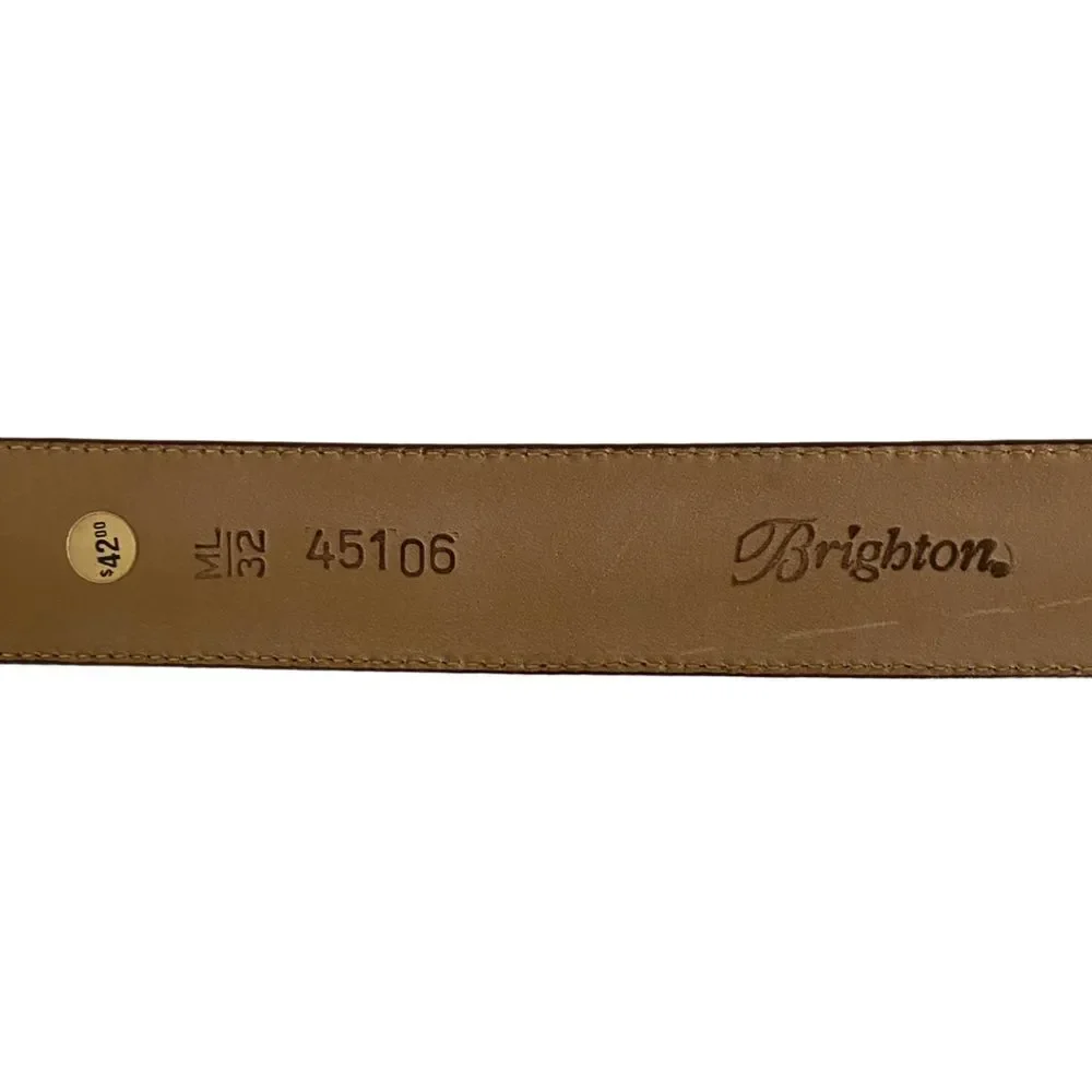 Brighton Croco Leather Belt Brown Size ML 32
